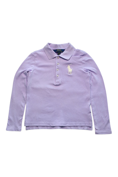 A Purple Long Sleeve Polos from Polo Ralph Lauren in size 6T for girl. (Front View)