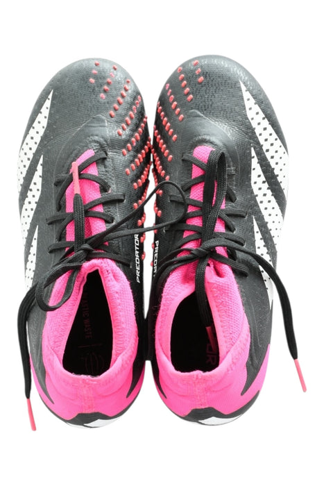 A Black Cleats/Soccer Shoes from Adidas in size 10Y for girl. (Front View)