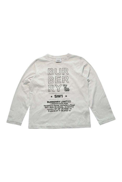 A White Long Sleeve T Shirts from Burberry in size 8Y for boy. (Front View)
