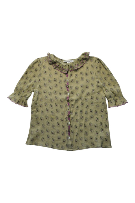 A Green Long Sleeve Shirts from Emile et Ida in size 10Y for girl. (Front View)