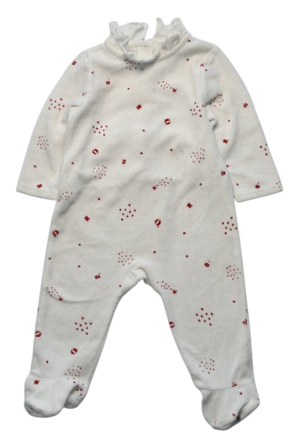 A White Onesies from Absorba in size 6-12M for girl. (Front View)
