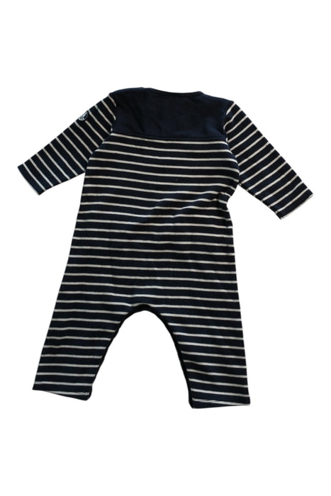 A Navy Long Sleeve Rompers from Petit Bateau in size 6-12M for boy. (Back View)