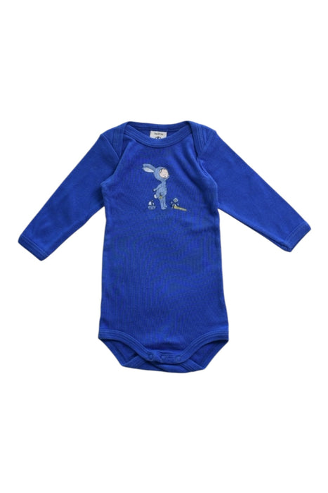 A Blue Long Sleeve Bodysuits from Petit Bateau in size 0-3M for boy. (Front View)