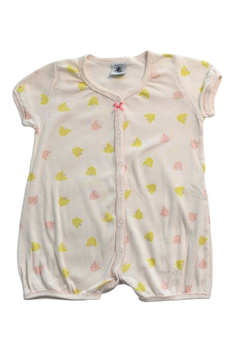A Pink Short Sleeve Rompers from Petit Bateau in size 3-6M for girl. (Front View)