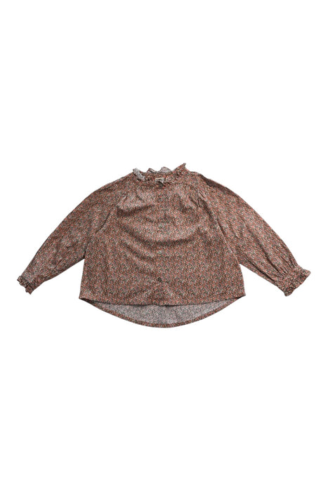 A Brown Long Sleeve Tops from Bonton in size 4T for girl. (Front View)