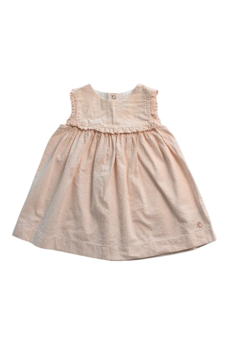 A Peach Sleeveless Dresses from Petit Bateau in size 6-12M for girl. (Front View)