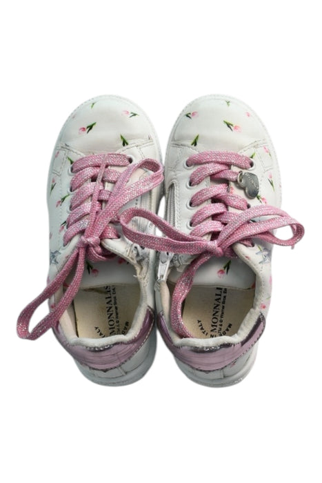 A Pink Sneakers from Monnalisa in size 5T for girl. (Front View)