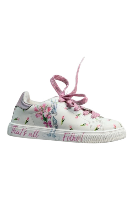 A Pink Sneakers from Monnalisa in size 5T for girl. (Back View)