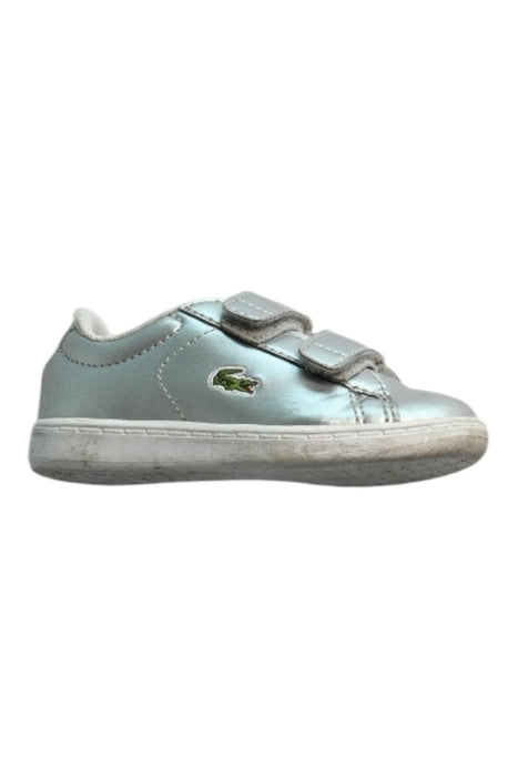 A Silver Sneakers from Lacoste in size 12-18M for girl. (Back View)