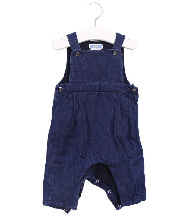 A Navy Long Overalls from Jacadi in size 3-6M for girl. (Front View)