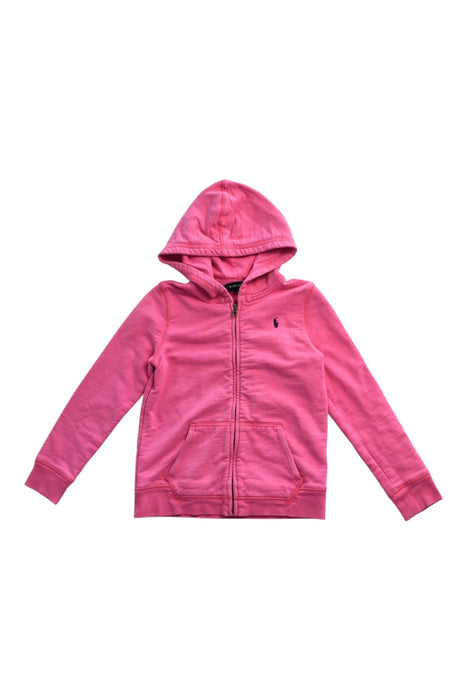 A Pink Zippered Sweatshirts from Ralph Lauren in size 6T for girl. (Front View)