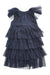 A Navy Sleeveless Dresses from Velveteen in size 6T for girl. (Back View)
