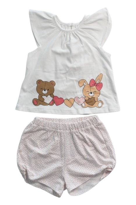 A White Shorts Sets from Mayoral in size 6-12M for girl. (Front View)
