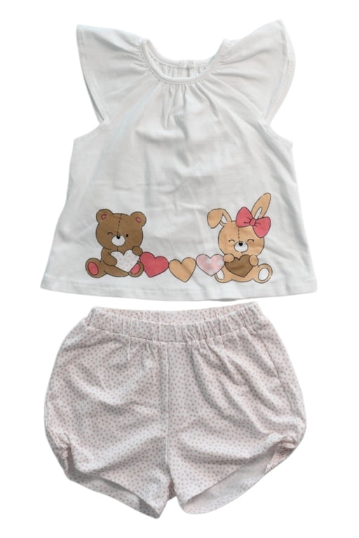 A White Shorts Sets from Mayoral in size 6-12M for girl. (Front View)