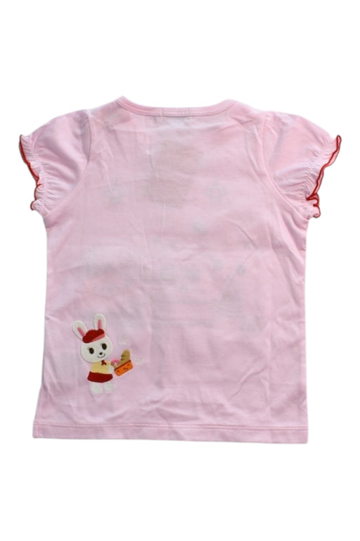A Pink Short Sleeve T Shirts from Miki House in size 2T for girl. (Back View)