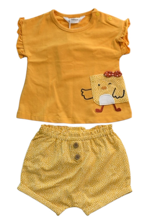 A Yellow Shorts Sets from Mayoral in size 3-6M for girl. (Front View)