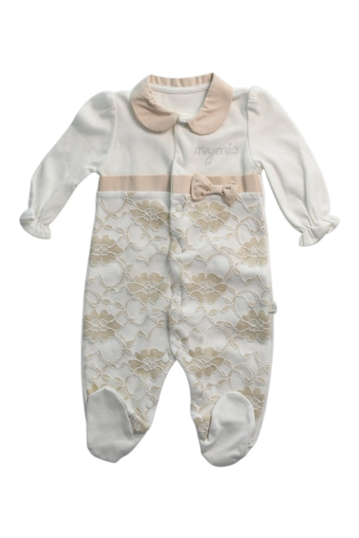 A White Long Sleeve Rompers from Mirtillo in size 6-12M for girl. (Front View)