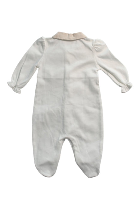 A White Long Sleeve Rompers from Mirtillo in size 6-12M for girl. (Back View)