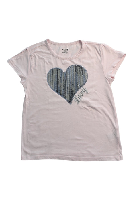 A Pink Short Sleeve T Shirts from DKNY in size 12Y for girl. (Front View)