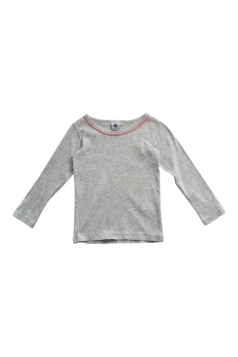 A Grey Long Sleeve Tops from Petit Bateau in size 4T for girl. (Front View)