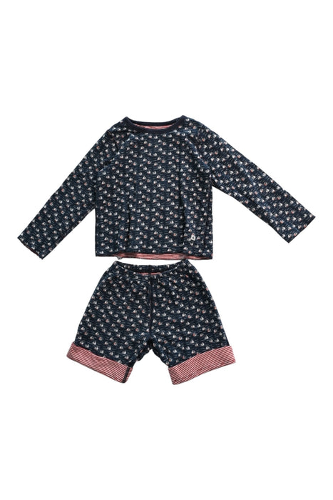 A Navy Pyjama Sets from Petit Bateau in size 4T for boy. (Front View)