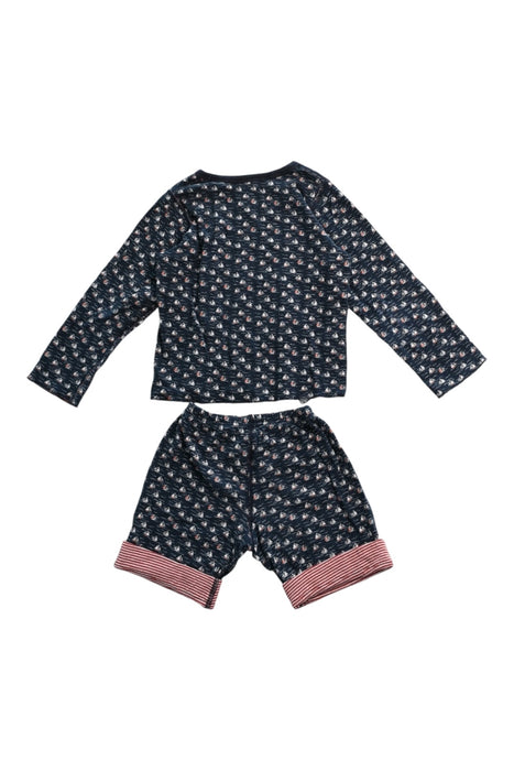 A Navy Pyjama Sets from Petit Bateau in size 4T for boy. (Back View)