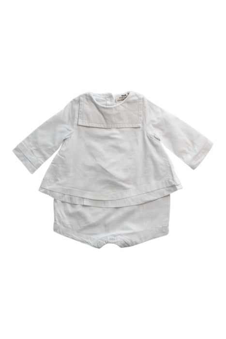 A White Long Sleeve Rompers from Cyrillus in size 0-3M for neutral. (Front View)