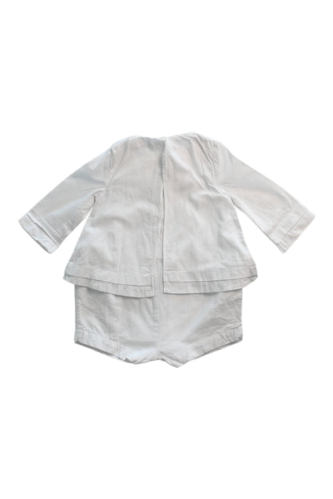 A White Long Sleeve Rompers from Cyrillus in size 0-3M for neutral. (Back View)