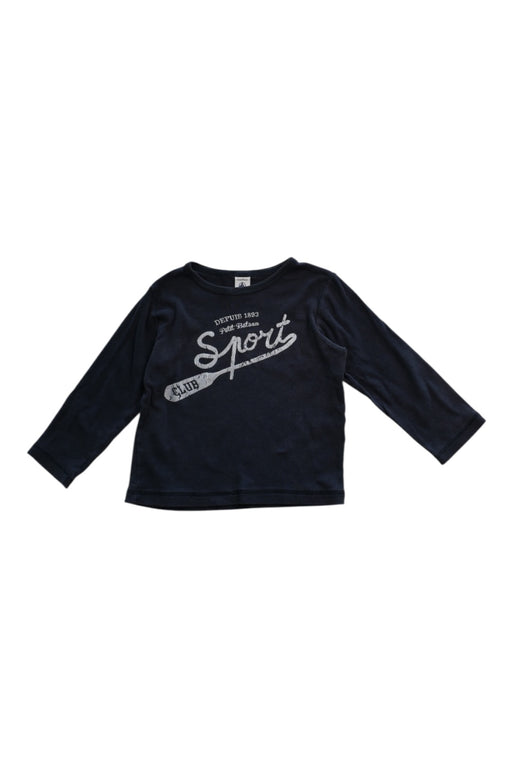 A Navy Long Sleeve T Shirts from Petit Bateau in size 4T for boy. (Front View)