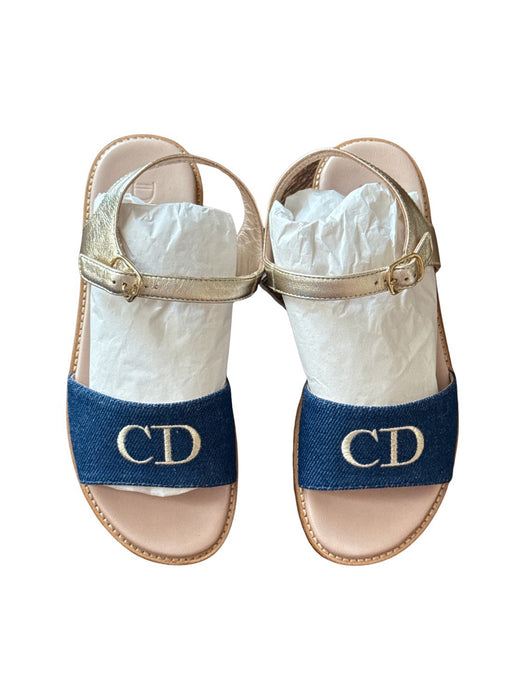 A Gold Sandals from Dior Kids in size 7Y for girl. (Front View)