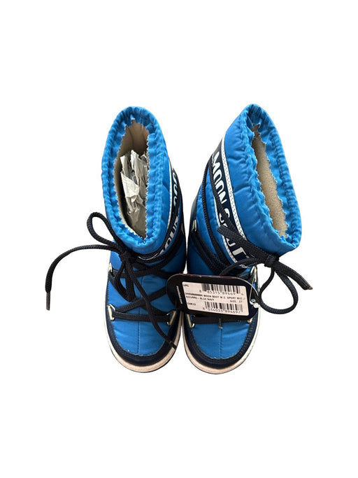 A Blue Winter Boots from Moon Boot in size 4T for neutral. (Front View)