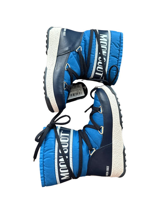 A Blue Winter Boots from Moon Boot in size 4T for neutral. (Back View)