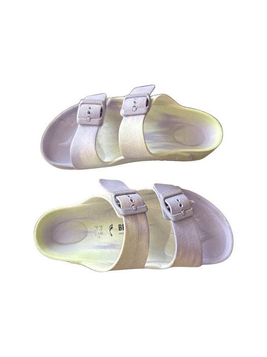 A Beige Sandals from Birkenstock in size 7Y for girl. (Back View)