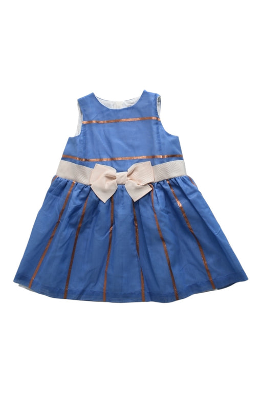 A Blue Sleeveless Dresses from Hucklebones in size 3T for girl. (Front View)
