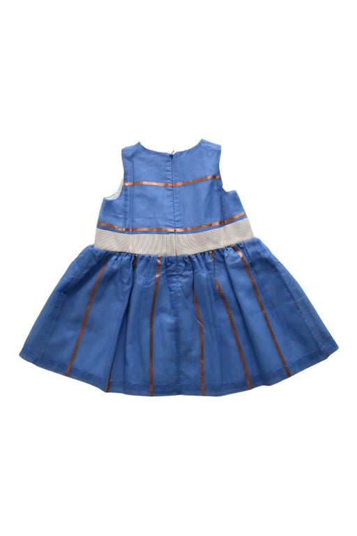 A Blue Sleeveless Dresses from Hucklebones in size 3T for girl. (Back View)