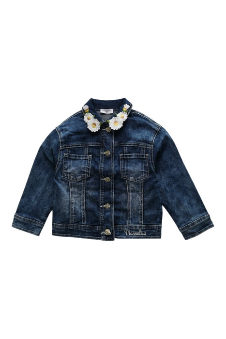 A Blue Lightweight Jackets from Monnalisa in size 5T for girl. (Front View)