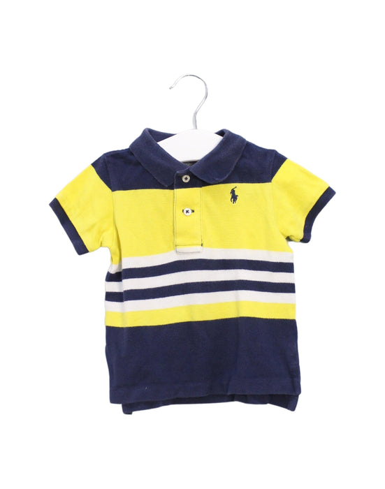 A Yellow Short Sleeve Polos from Polo Ralph Lauren in size 6-12M for boy. (Front View)