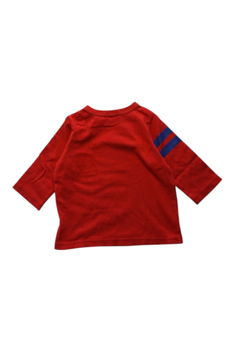 A Red Long Sleeve T Shirts from Miki House in size 6-12M for boy. (Back View)