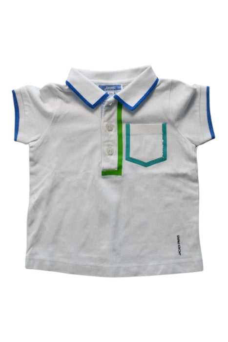 A White Short Sleeve Polos from Jacadi in size 3-6M for boy. (Front View)