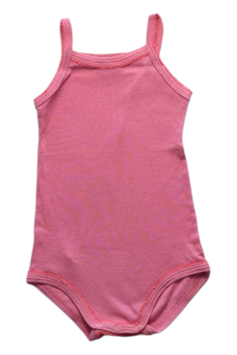 A Pink Sleeveless Bodysuits from Petit Bateau in size 6-12M for girl. (Front View)