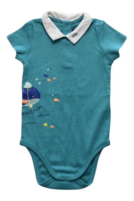 A Teal Short Sleeve Bodysuits from Sergent Major in size 6-12M for neutral. (Front View)