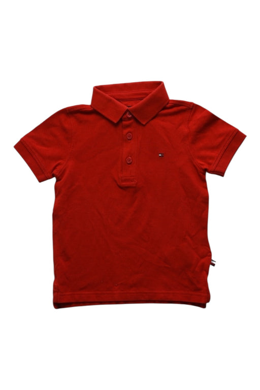 A Red Short Sleeve Polos from Tommy Hilfiger in size 3T for boy. (Front View)