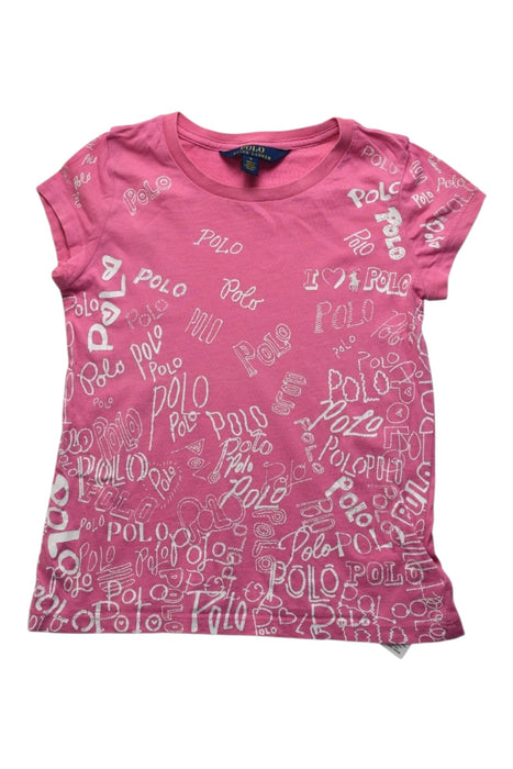 A Pink Short Sleeve T Shirts from Polo Ralph Lauren in size 6T for girl. (Front View)
