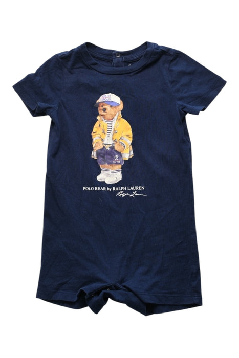 A Navy Short Sleeve Rompers from Ralph Lauren in size 6-12M for boy. (Front View)