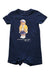 A Navy Short Sleeve Rompers from Ralph Lauren in size 6-12M for boy. (Front View)