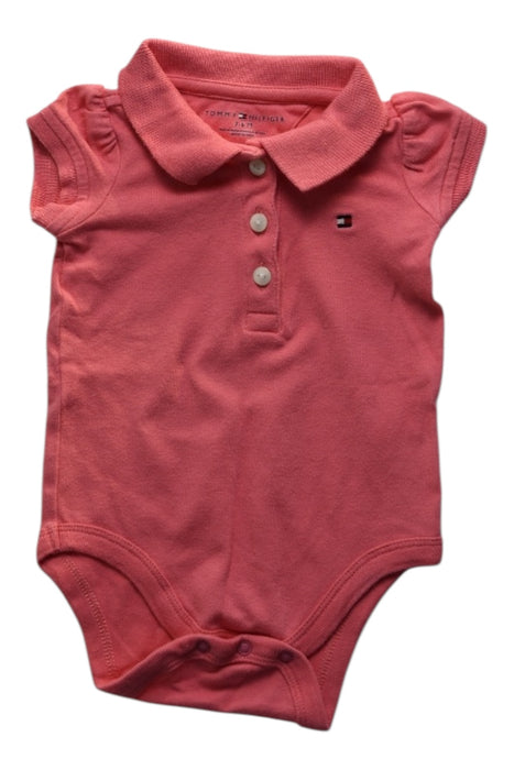 A Pink Short Sleeve Bodysuits from Tommy Hilfiger in size 3-6M for girl. (Front View)