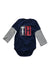 A Blue Long Sleeve Bodysuits from Tommy Hilfiger in size 3-6M for boy. (Front View)