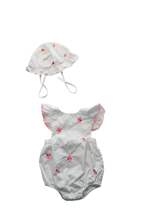 A White Sleeveless Rompers from Jacadi in size 3-6M for girl. (Front View)