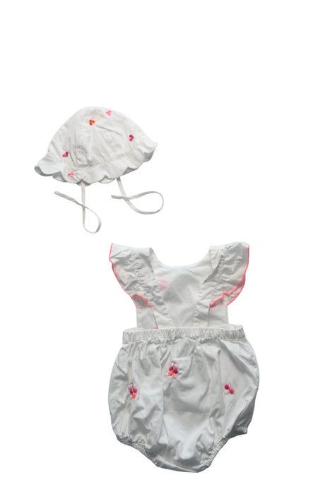 A White Sleeveless Rompers from Jacadi in size 3-6M for girl. (Back View)
