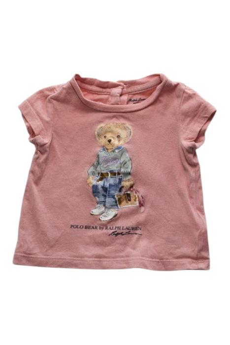 A Pink Short Sleeve T Shirts from Ralph Lauren in size 0-3M for girl. (Front View)